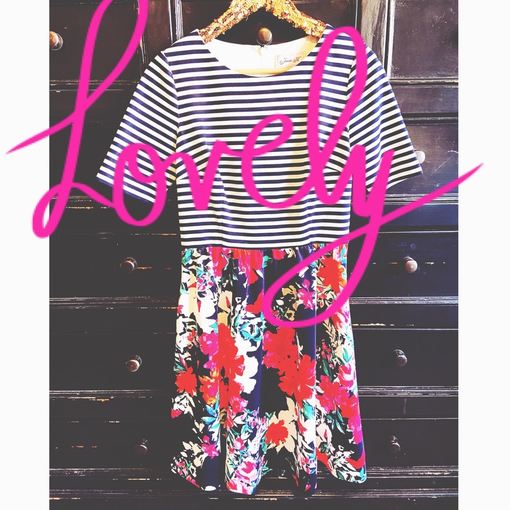 Jessica Howard Floral & Stripes Fit & Flare Dress!